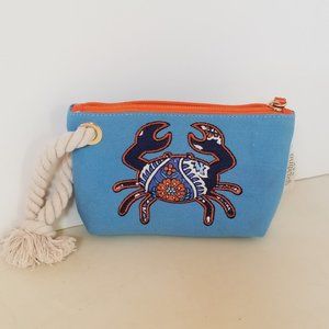 Spartina 449 Beach Rope Crab Embroidered Wristlet